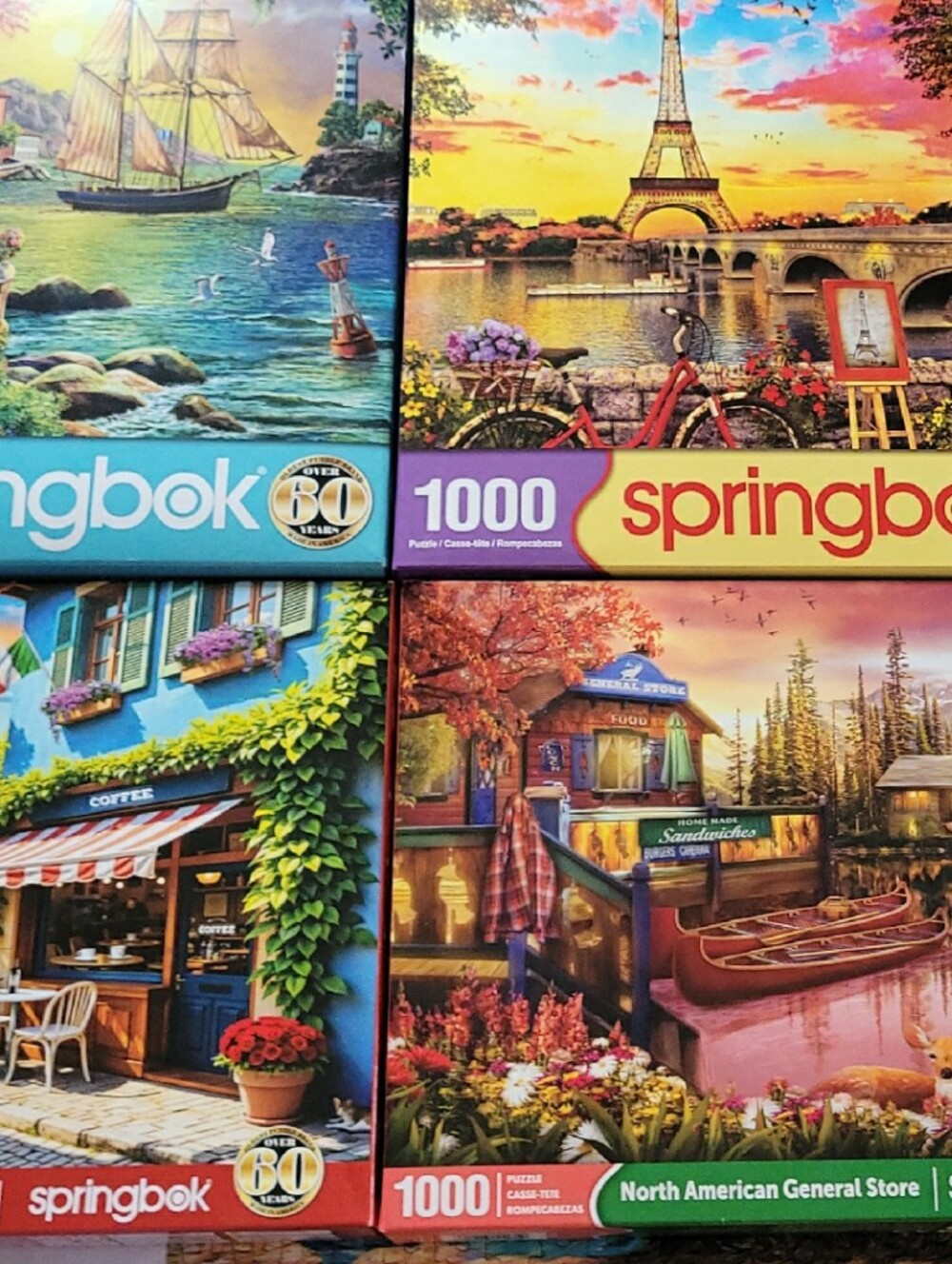 4 Springbok Puzzles - Colorful Scenic Collection